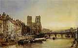 Seine Canvas Paintings - Notre Dame from the River Seine
